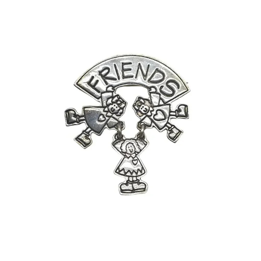 EFS Mexico 925 Sterling Silver Three Friends Brooch Pin Vintage